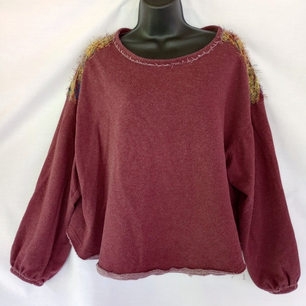 Umgee▪️Maroon Balloon Sleeve Sweater